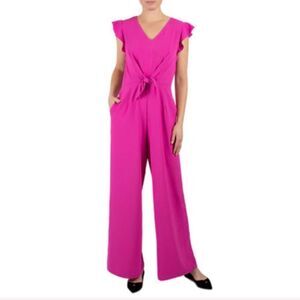 Julia Jordan Short Sleeve Tie Front Crepe Jumpsuit